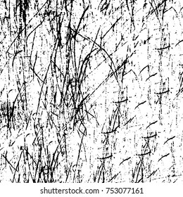 Vector black and white grunge background. Abstract monochrome pattern of stains, cracks, scratches print posters and design. Vintage elements and old texture of the ink