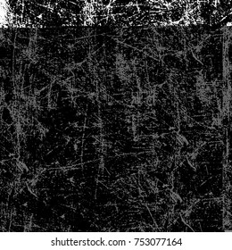 Vector black and white grunge background. Abstract monochrome pattern of stains, cracks, scratches print posters and design. Vintage elements and old texture of the ink