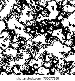 Vector black and white grunge background. Abstract monochrome pattern of stains, cracks, scratches print posters and design. Vintage elements and old texture of the ink