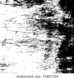 Vector black and white grunge background. Abstract monochrome pattern of stains, cracks, scratches print posters and design. Vintage elements and old texture of the ink