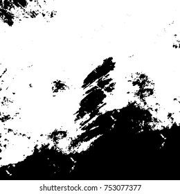 Vector black and white grunge background. Abstract monochrome pattern of stains, cracks, scratches print posters and design. Vintage elements and old texture of the ink