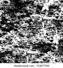 Vector black and white grunge background. Abstract monochrome pattern of stains, cracks, scratches print posters and design. Vintage elements and old texture of the ink