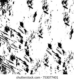 Vector black and white grunge background. Abstract monochrome pattern of stains, cracks, scratches print posters and design. Vintage elements and old texture of the ink