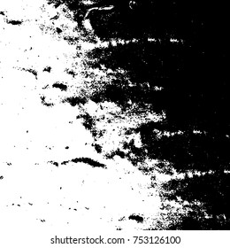 Vector black and white grunge background. Abstract monochrome pattern of stains, cracks, scratches print posters and design. Vintage elements and old texture of the ink
