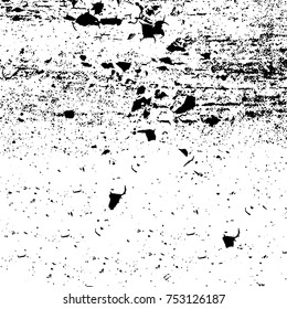 Vector black and white grunge background. Abstract monochrome pattern of stains, cracks, scratches print posters and design. Vintage elements and old texture of the ink