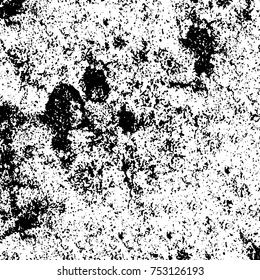 Vector black and white grunge background. Abstract monochrome pattern of stains, cracks, scratches print posters and design. Vintage elements and old texture of the ink
