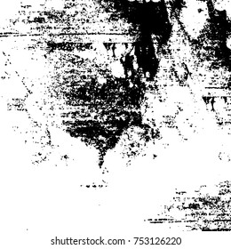 Vector black and white grunge background. Abstract monochrome pattern of stains, cracks, scratches print posters and design. Vintage elements and old texture of the ink