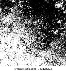 Vector black and white grunge background. Abstract monochrome pattern of stains, cracks, scratches print posters and design. Vintage elements and old texture of the ink