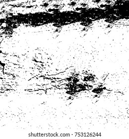 Vector black and white grunge background. Abstract monochrome pattern of stains, cracks, scratches print posters and design. Vintage elements and old texture of the ink