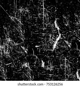 Vector black and white grunge background. Abstract monochrome pattern of stains, cracks, scratches print posters and design. Vintage elements and old texture of the ink