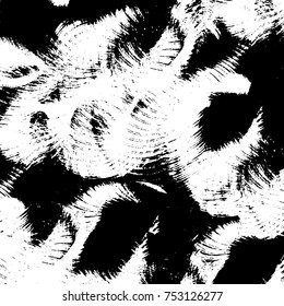 Vector black and white grunge background. Abstract monochrome pattern of stains, cracks, scratches print posters and design. Vintage elements and old texture of the ink