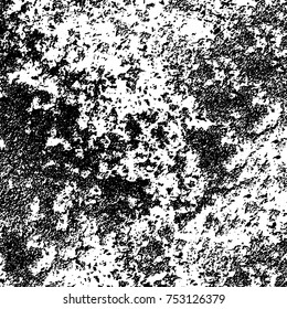 Vector black and white grunge background. Abstract monochrome pattern of stains, cracks, scratches print posters and design. Vintage elements and old texture of the ink
