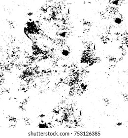 Vector black and white grunge background. Abstract monochrome pattern of stains, cracks, scratches print posters and design. Vintage elements and old texture of the ink