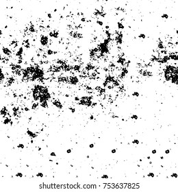 Vector black and white grunge background. Abstract monochrome pattern of stains, cracks, scratches print posters and design. Vintage elements and old texture of the ink