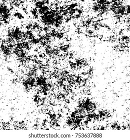 Vector black and white grunge background. Abstract monochrome pattern of stains, cracks, scratches print posters and design. Vintage elements and old texture of the ink