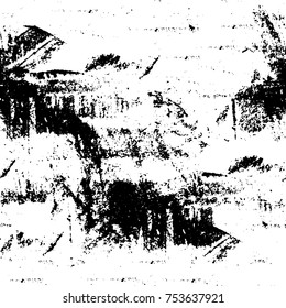 Vector black and white grunge background. Abstract monochrome pattern of stains, cracks, scratches print posters and design. Vintage elements and old texture of the ink
