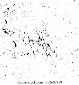Vector black and white grunge background. Abstract monochrome pattern of stains, cracks, scratches print posters and design. Vintage elements and old texture of the ink