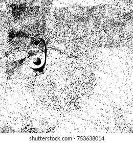 Vector black and white grunge background. Abstract monochrome pattern of stains, cracks, scratches print posters and design. Vintage elements and old texture of the ink