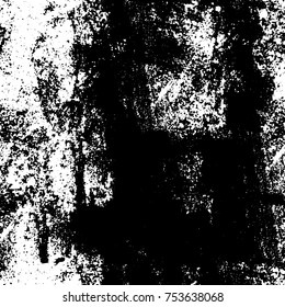 Vector black and white grunge background. Abstract monochrome pattern of stains, cracks, scratches print posters and design. Vintage elements and old texture of the ink