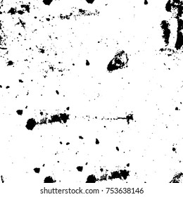 Vector black and white grunge background. Abstract monochrome pattern of stains, cracks, scratches print posters and design. Vintage elements and old texture of the ink