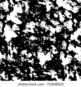 Vector black and white grunge background. Abstract monochrome pattern of stains, cracks, scratches print posters and design. Vintage elements and old texture of the ink