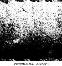 Vector black and white grunge background. Abstract monochrome pattern of stains, cracks, scratches print posters and design. Vintage elements and old texture of the ink