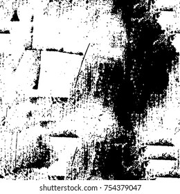 Vector black and white grunge background. Abstract monochrome pattern of stains, cracks, scratches print posters and design. Vintage elements and old texture of the ink