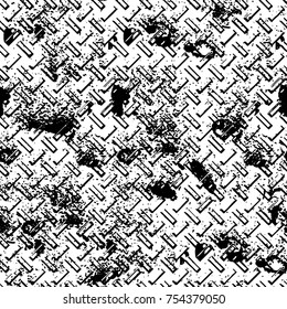 Vector black and white grunge background. Abstract monochrome pattern of stains, cracks, scratches print posters and design. Vintage elements and old texture of the ink