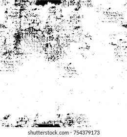 Vector black and white grunge background. Abstract monochrome pattern of stains, cracks, scratches print posters and design. Vintage elements and old texture of the ink