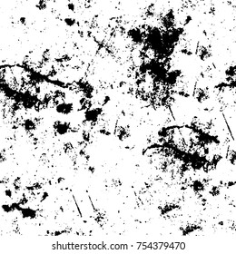 Vector black and white grunge background. Abstract monochrome pattern of stains, cracks, scratches print posters and design. Vintage elements and old texture of the ink
