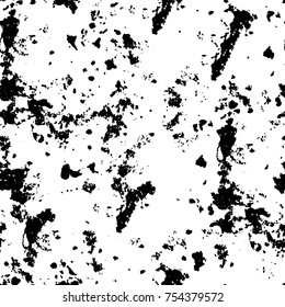 Vector black and white grunge background. Abstract monochrome pattern of stains, cracks, scratches print posters and design. Vintage elements and old texture of the ink