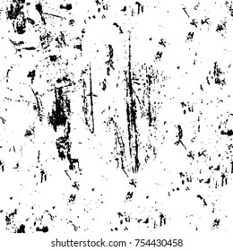 Vector black and white grunge background. Abstract monochrome pattern of stains, cracks, scratches print posters and design. Vintage elements and old texture of the ink