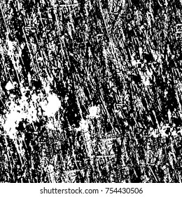 Vector black and white grunge background. Abstract monochrome pattern of stains, cracks, scratches print posters and design. Vintage elements and old texture of the ink