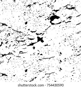 Vector black and white grunge background. Abstract monochrome pattern of stains, cracks, scratches print posters and design. Vintage elements and old texture of the ink