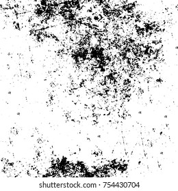 Vector black and white grunge background. Abstract monochrome pattern of stains, cracks, scratches print posters and design. Vintage elements and old texture of the ink