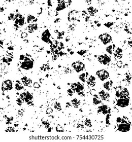Vector black and white grunge background. Abstract monochrome pattern of stains, cracks, scratches print posters and design. Vintage elements and old texture of the ink