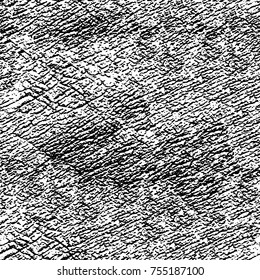 Vector black and white grunge background. Abstract monochrome pattern of stains, cracks, scratches print posters and design. Vintage elements and old texture of the ink