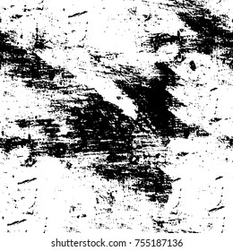 Vector black and white grunge background. Abstract monochrome pattern of stains, cracks, scratches print posters and design. Vintage elements and old texture of the ink