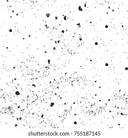 Vector black and white grunge background. Abstract monochrome pattern of stains, cracks, scratches print posters and design. Vintage elements and old texture of the ink