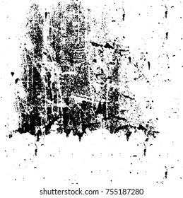 Vector black and white grunge background. Abstract monochrome pattern of stains, cracks, scratches print posters and design. Vintage elements and old texture of the ink