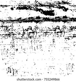 Vector black and white grunge background. Abstract monochrome pattern of stains, cracks, scratches print posters and design. Vintage elements and old texture of the ink