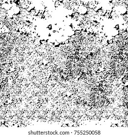 Vector black and white grunge background. Abstract monochrome pattern of stains, cracks, scratches print posters and design. Vintage elements and old texture of the ink