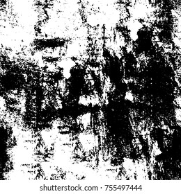 Vector black and white grunge background. Abstract monochrome pattern of stains, cracks, scratches print posters and design. Vintage elements and old texture of the ink
