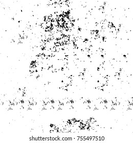 Vector black and white grunge background. Abstract monochrome pattern of stains, cracks, scratches print posters and design. Vintage elements and old texture of the ink