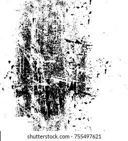 Vector black and white grunge background. Abstract monochrome pattern of stains, cracks, scratches print posters and design. Vintage elements and old texture of the ink