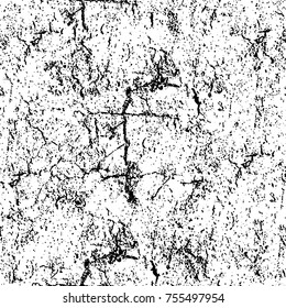 Vector black and white grunge background. Abstract monochrome pattern of stains, cracks, scratches print posters and design. Vintage elements and old texture of the ink