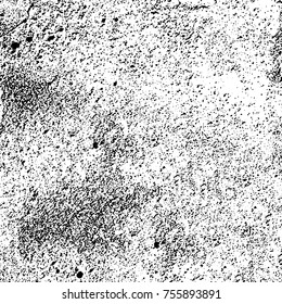 Vector black and white grunge background. Abstract monochrome pattern of stains, cracks, scratches print posters and design. Vintage elements and old texture of the ink