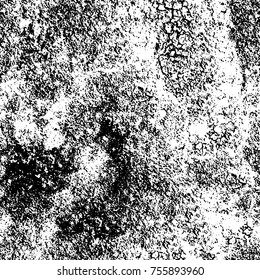 Vector black and white grunge background. Abstract monochrome pattern of stains, cracks, scratches print posters and design. Vintage elements and old texture of the ink