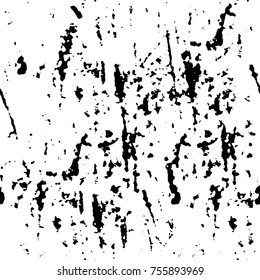 Vector black and white grunge background. Abstract monochrome pattern of stains, cracks, scratches print posters and design. Vintage elements and old texture of the ink
