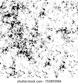Vector black and white grunge background. Abstract monochrome pattern of stains, cracks, scratches print posters and design. Vintage elements and old texture of the ink